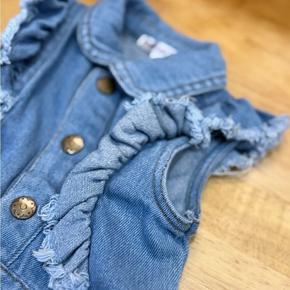 Nannette Blue Denim Vest with Ruffle Accents